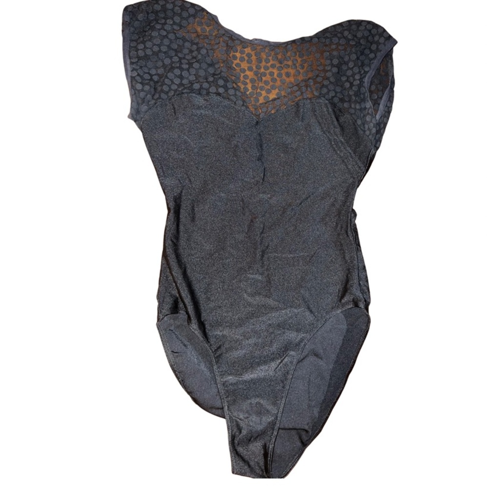 Black polka dot sweetheart stretchy American Apparel bodysuit